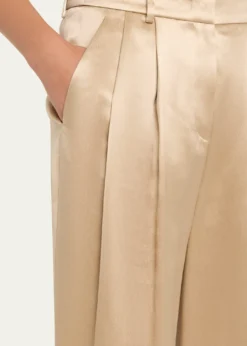 Giorgio ArmaniPleated Satin Straight-Leg Pants
