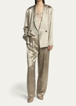 Giorgio ArmaniPleated Silk Straight-Leg Trousers