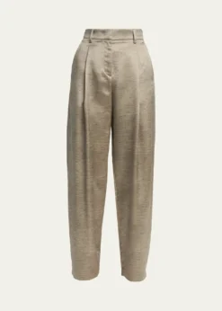 Giorgio ArmaniPleated Silk Straight-Leg Trousers