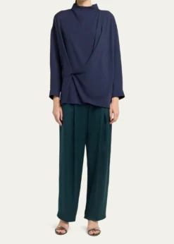 Giorgio ArmaniPleated Silk Straight-Leg Trousers