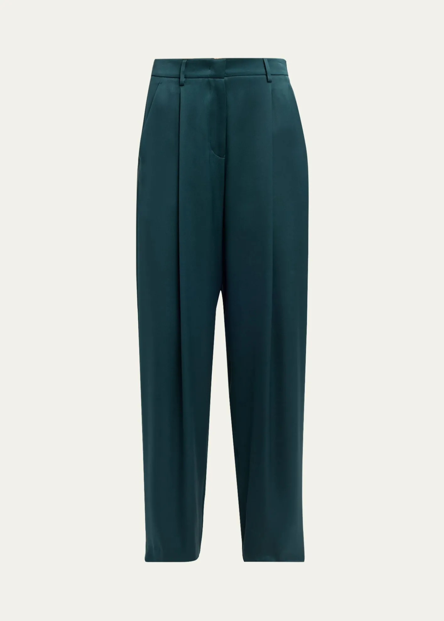 Giorgio ArmaniPleated Silk Straight-Leg Trousers