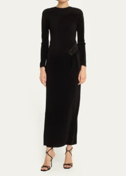 Giorgio ArmaniPlisse Jersey Gown with Beaded Hip Detail