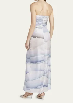 Giorgio ArmaniPrinted Strapless Ruched Silk Dress