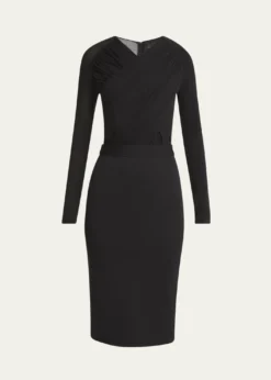 Giorgio ArmaniRuched Jersey Long-Sleeve Midi Dress