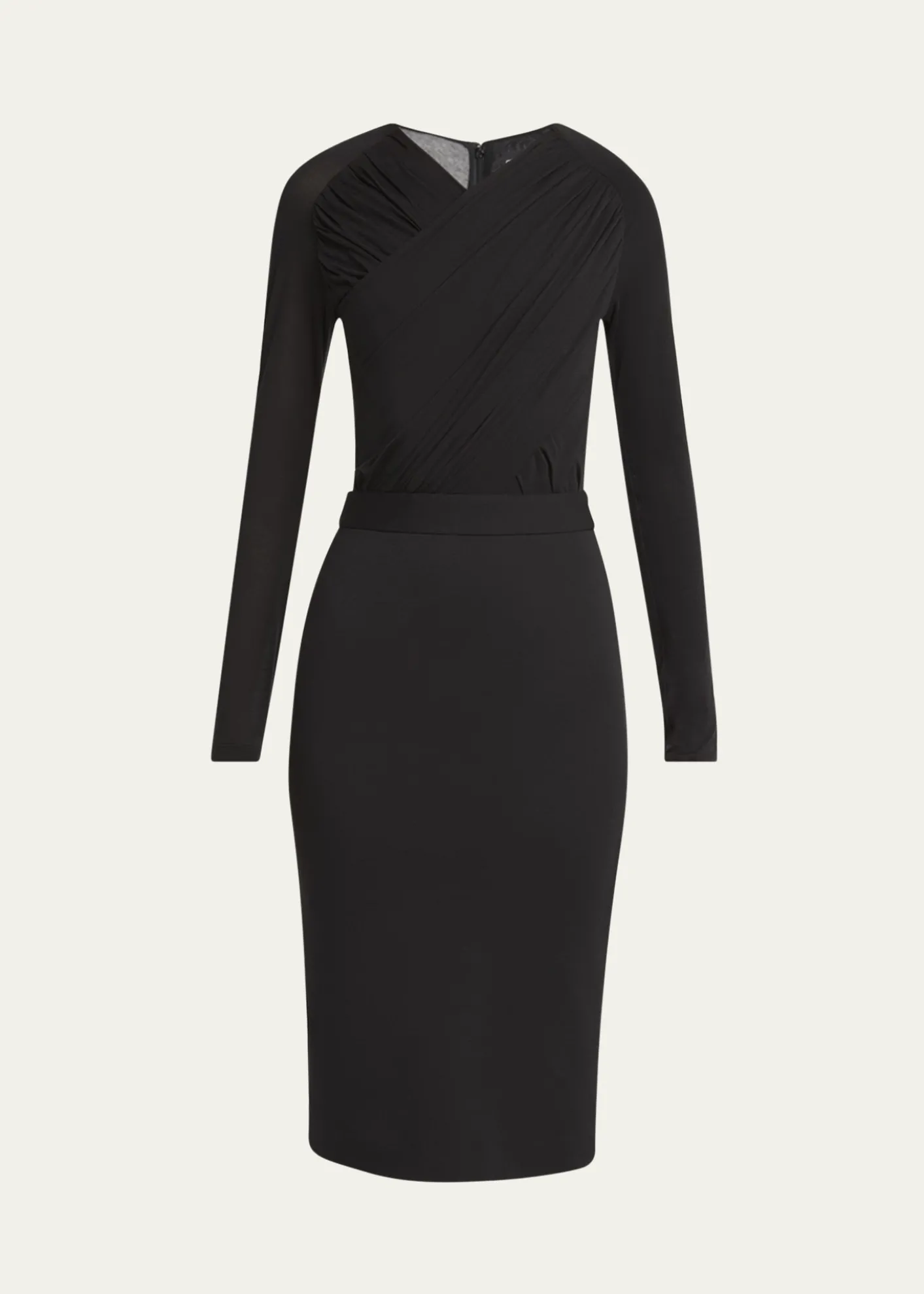 Giorgio ArmaniRuched Jersey Long-Sleeve Midi Dress