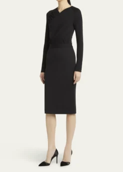 Giorgio ArmaniRuched Jersey Long-Sleeve Midi Dress