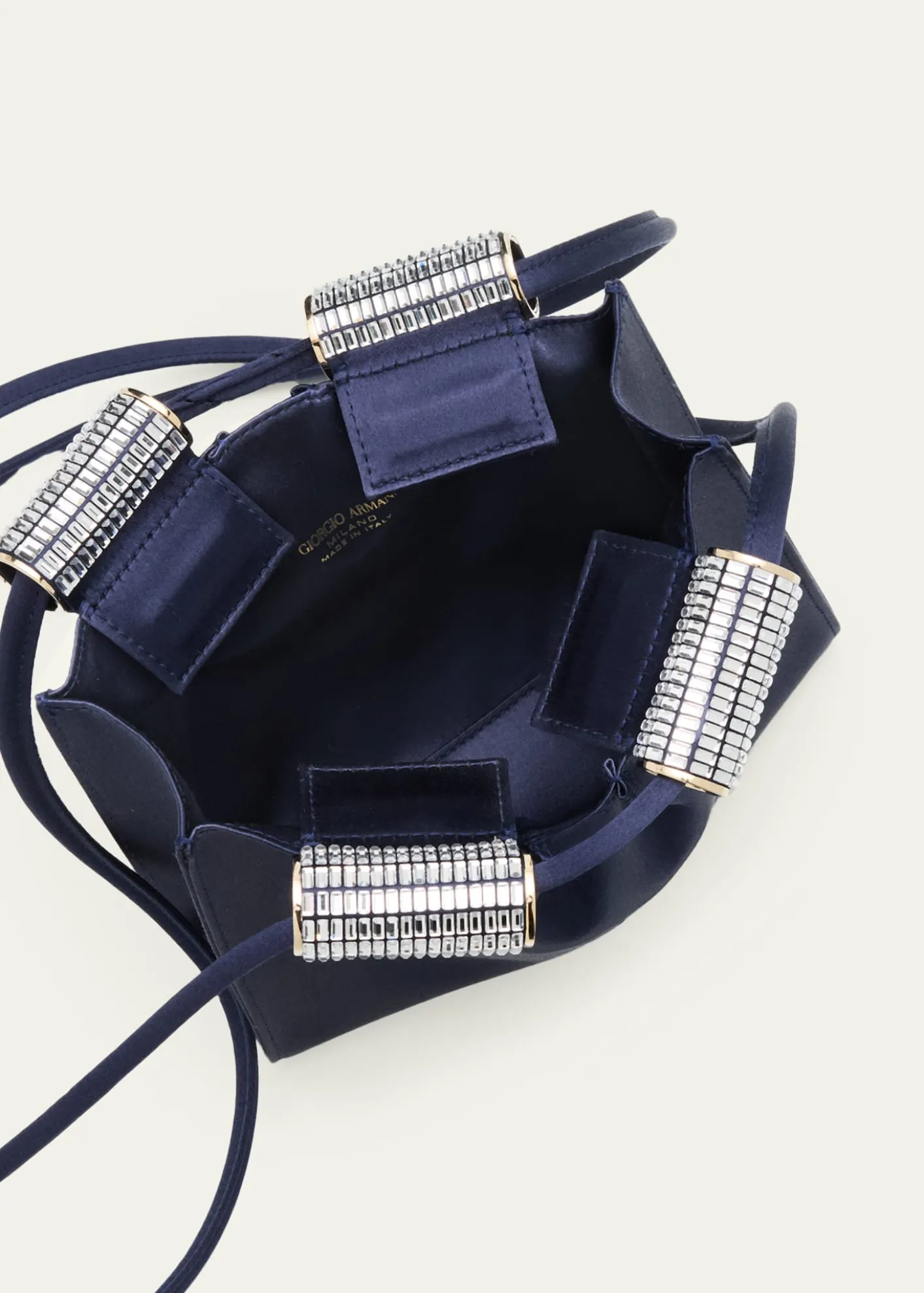 Giorgio ArmaniSatin Shoulder Bag with Rhinestone Detail