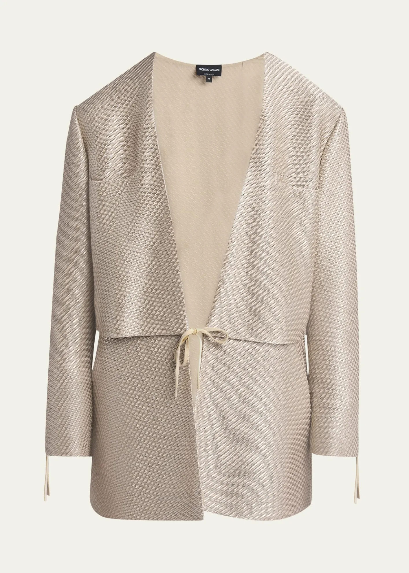Giorgio ArmaniShiny Raffia Jersey Jacquard Tie Jacket