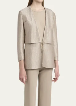 Giorgio ArmaniShiny Raffia Jersey Jacquard Tie Jacket