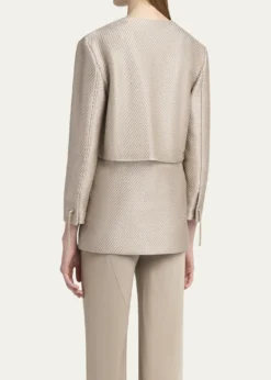 Giorgio ArmaniShiny Raffia Jersey Jacquard Tie Jacket