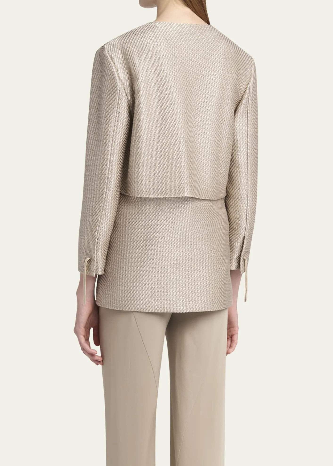 Giorgio ArmaniShiny Raffia Jersey Jacquard Tie Jacket