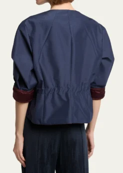 Giorgio ArmaniShort-Sleeve Silk Shantung Caban Coat