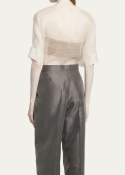 Giorgio ArmaniShort-Sleeve Sheer Silk Tunic Top With Cami
