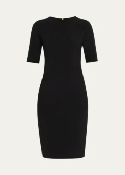 Giorgio ArmaniShort-Sleeve Wool Crepe Stretch Dress