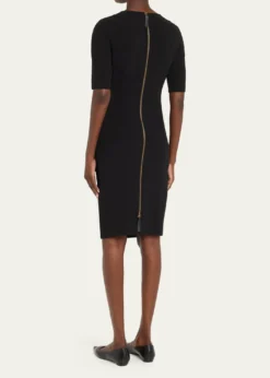 Giorgio ArmaniShort-Sleeve Wool Crepe Stretch Dress