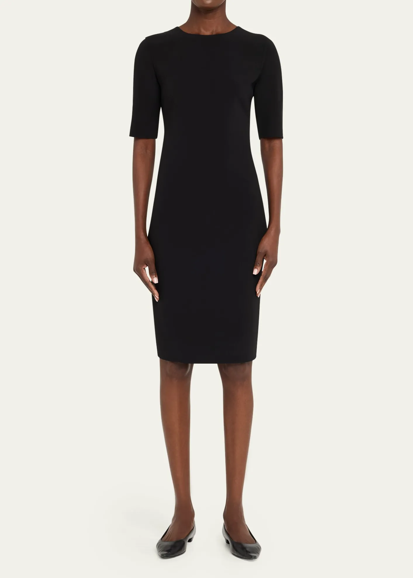 Giorgio ArmaniShort-Sleeve Wool Crepe Stretch Dress