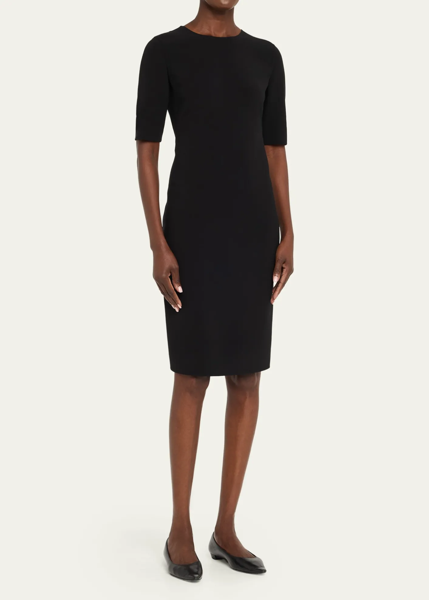 Giorgio ArmaniShort-Sleeve Wool Crepe Stretch Dress