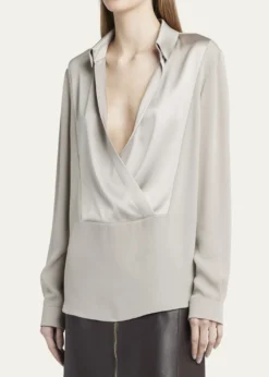 Giorgio ArmaniSilk Georgette Wrap Blouse