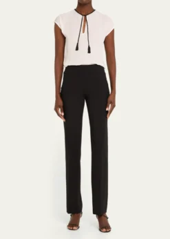 Giorgio ArmaniSilk Georgette Short Blouse with Tie Neck Detail