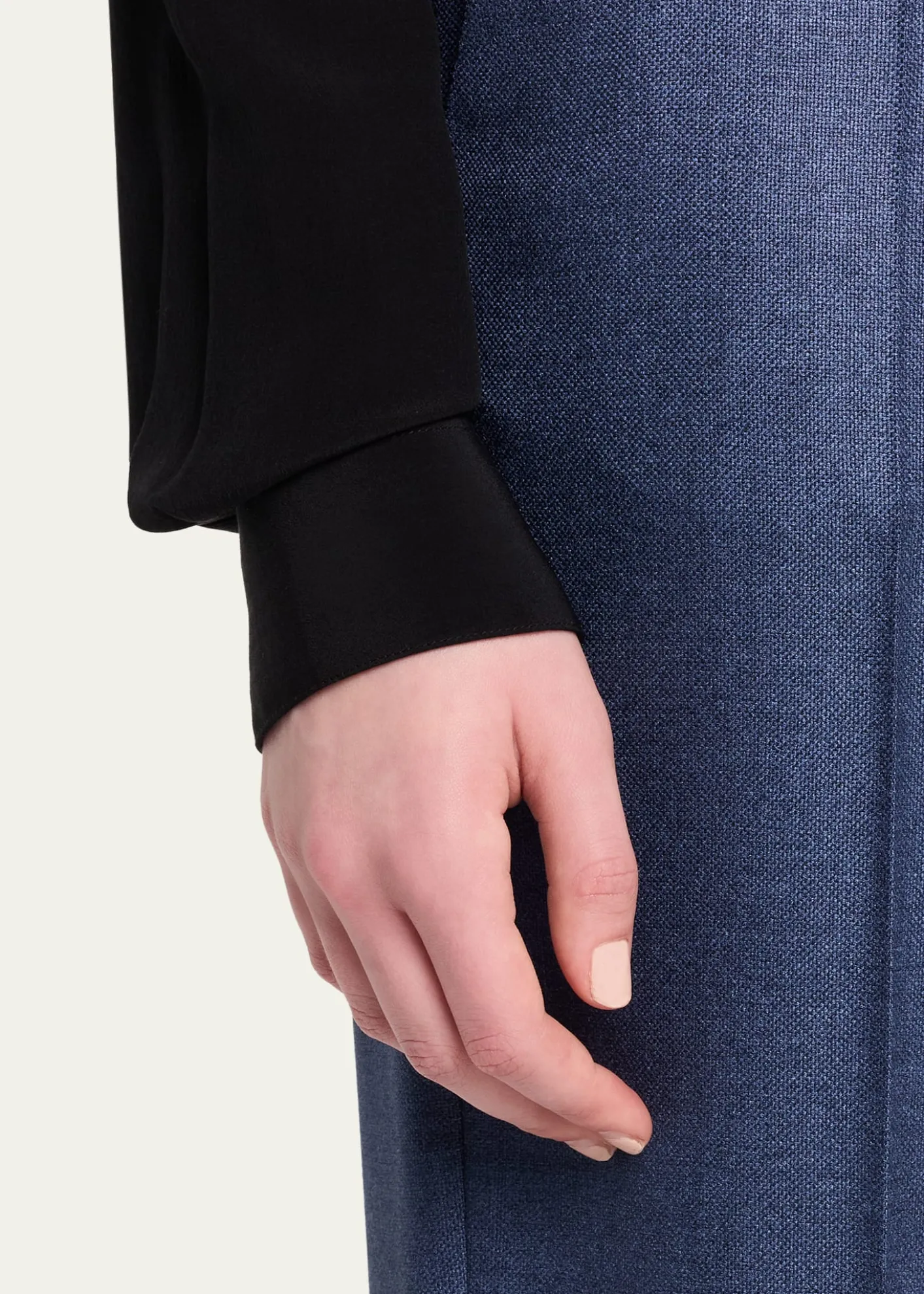 Giorgio ArmaniSilk Straight-Leg Ankle Slit Trousers