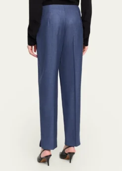 Giorgio ArmaniSilk Straight-Leg Ankle Slit Trousers