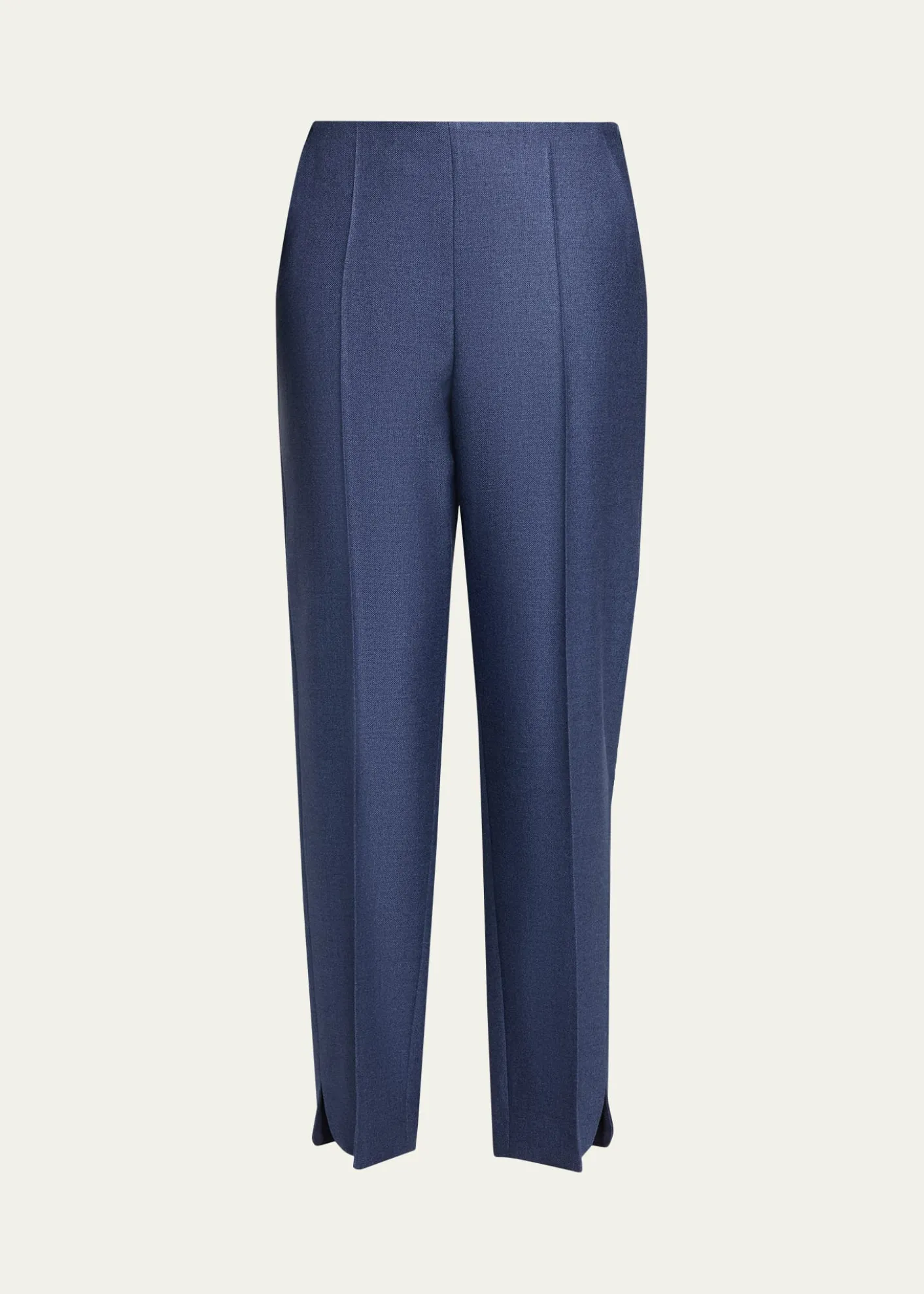 Giorgio ArmaniSilk Straight-Leg Ankle Slit Trousers