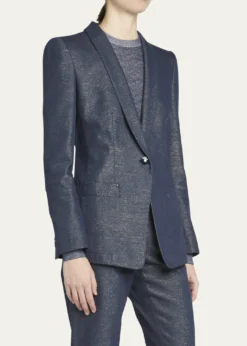 Giorgio ArmaniSingle-Button Denim Blazer Jacket