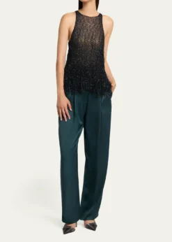 Giorgio ArmaniSleeveless Beaded Fringe Knit Top