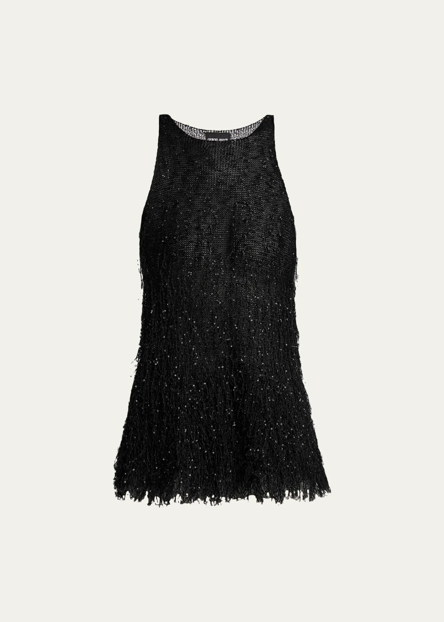 Giorgio ArmaniSleeveless Beaded Fringe Knit Top
