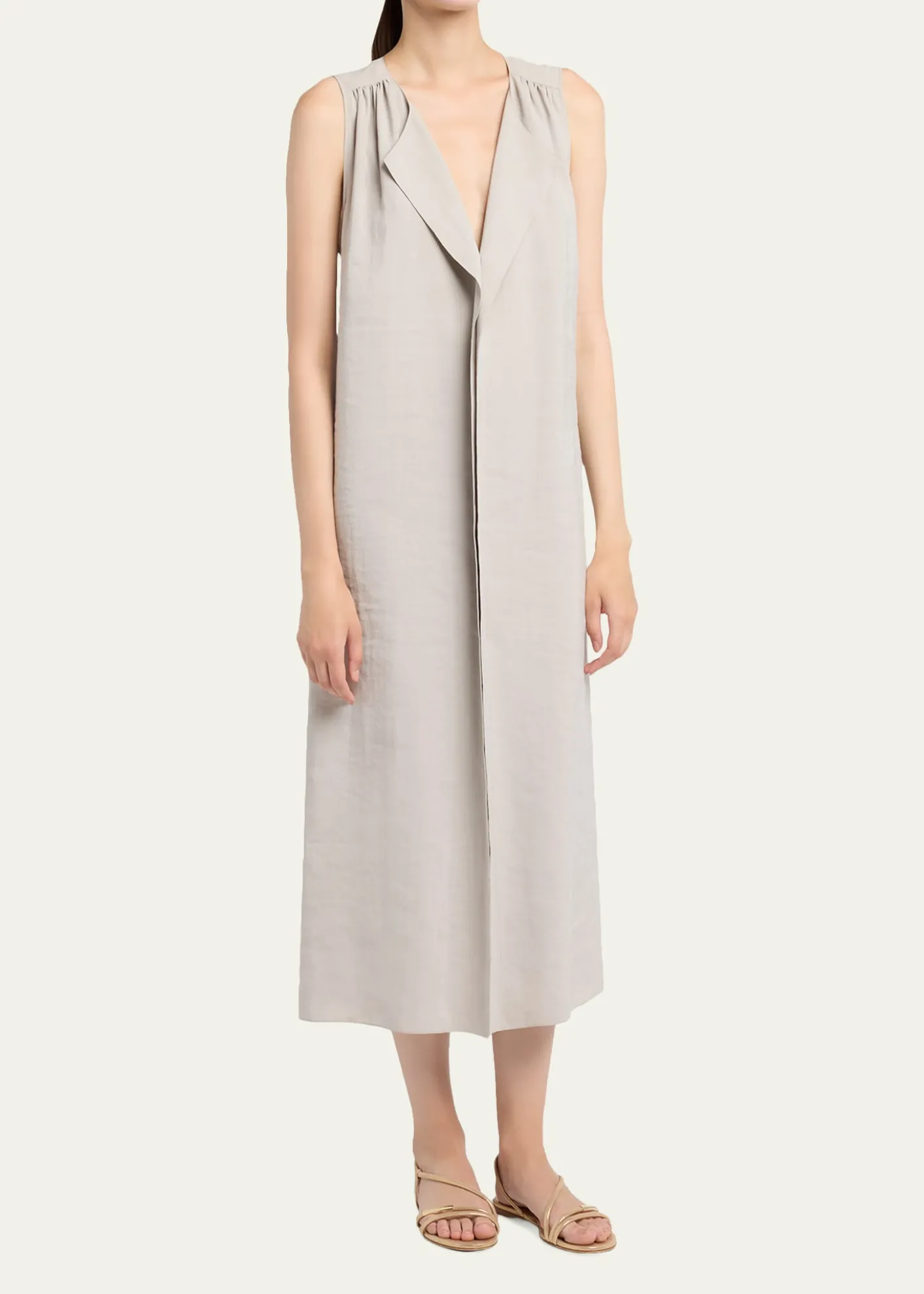 Giorgio ArmaniSleeveless Silk Maxi Shirtdress