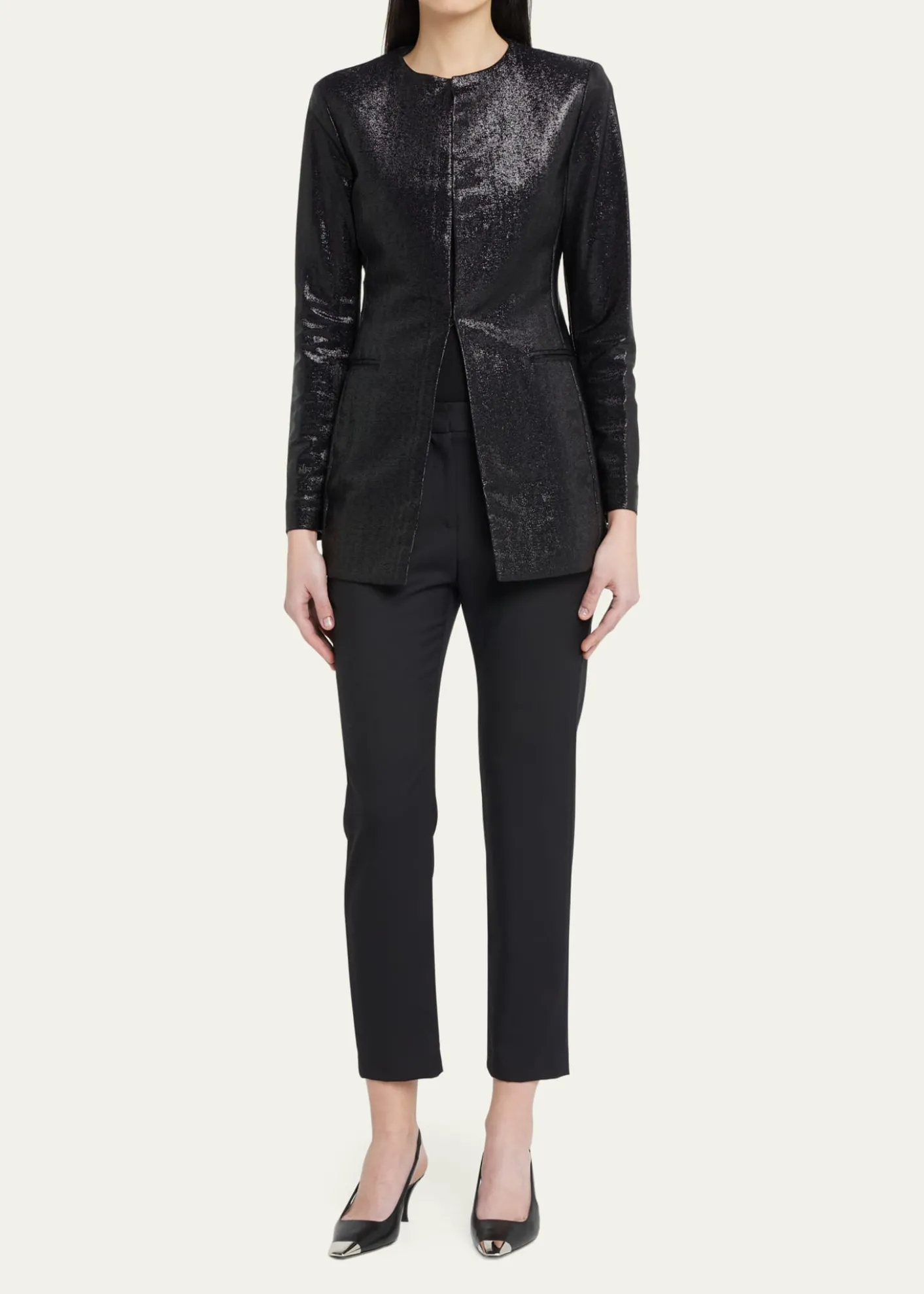 Giorgio ArmaniSparkle Collarless Slim Jacket