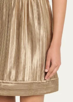 Giorgio ArmaniStrapless Metallic Pleated Bustier Mini Dress