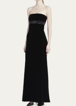 Giorgio ArmaniStrapless Strass Embellished Velvet Trumpet Gown