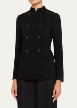 Giorgio ArmaniStretch Wool Crepe Double-Breasted Blazer