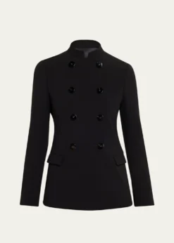 Giorgio ArmaniStretch Wool Crepe Double-Breasted Blazer