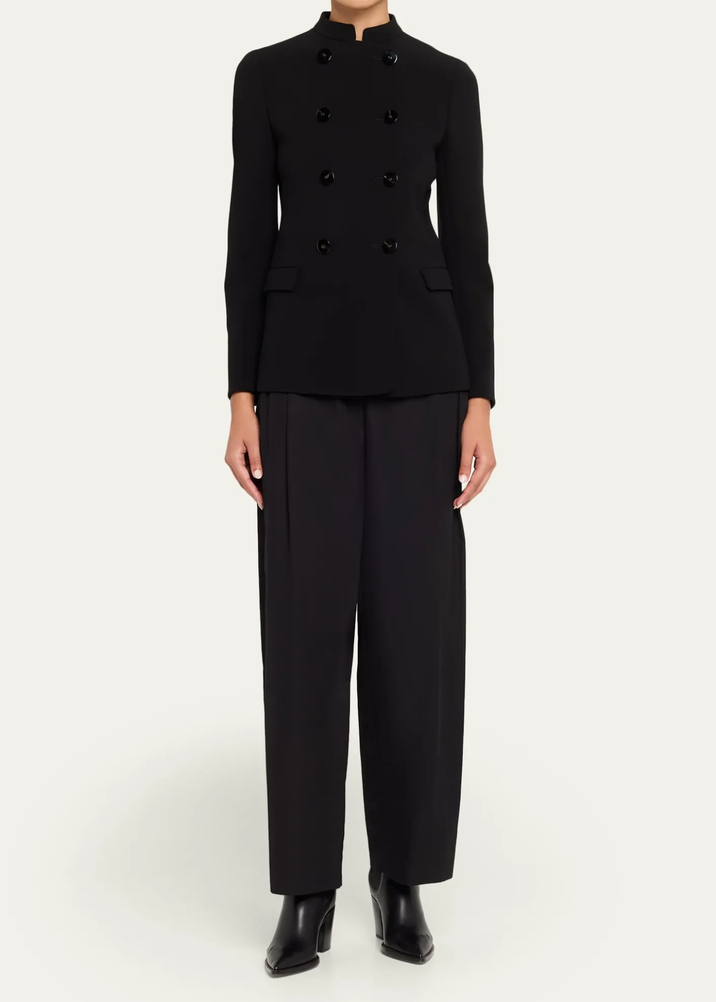 Giorgio ArmaniStretch Wool Crepe Double-Breasted Blazer