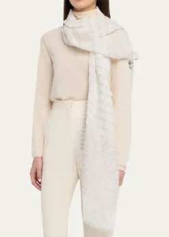 Giorgio Armani Striped Linen-Cotton Jacquard Stole, 80" x 28"