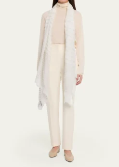 Giorgio Armani Striped Linen-Cotton Jacquard Stole, 80
