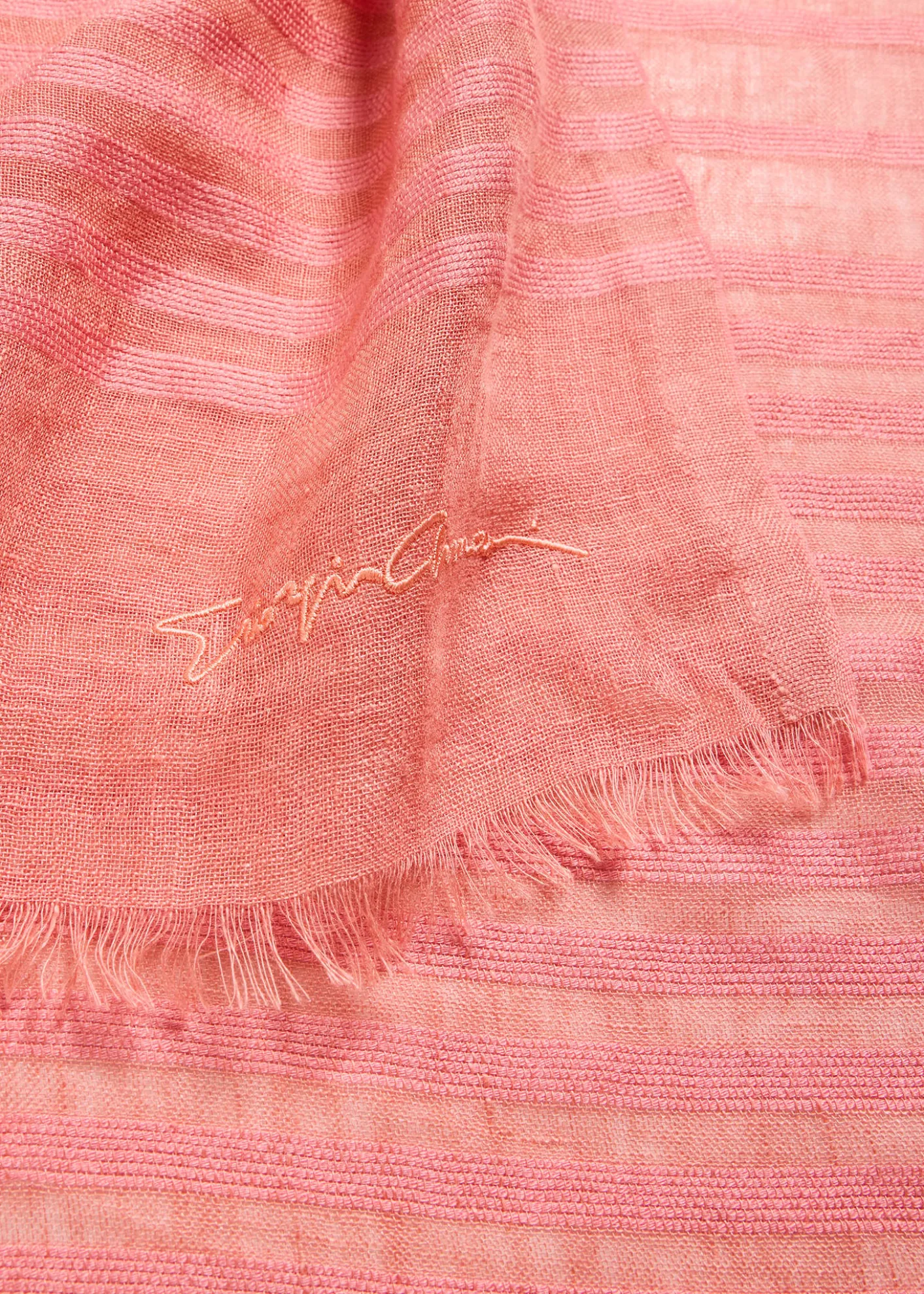 Giorgio ArmaniStriped Linen-Cotton Jacquard Stole, 80" x 28"