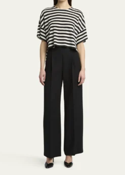 Giorgio ArmaniStripe High Low Wool T-Shirt