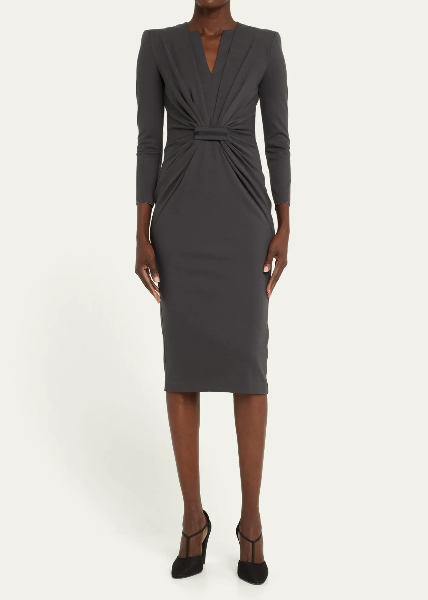 Giorgio ArmaniTab-Front Gathered Jersey Sheath Dress
