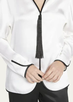 Giorgio ArmaniTassel Silk Blouse with Contrast Tipping