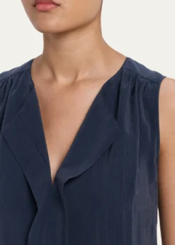 Giorgio ArmaniTechnical Silk Sleeveless Midi Shirtdress