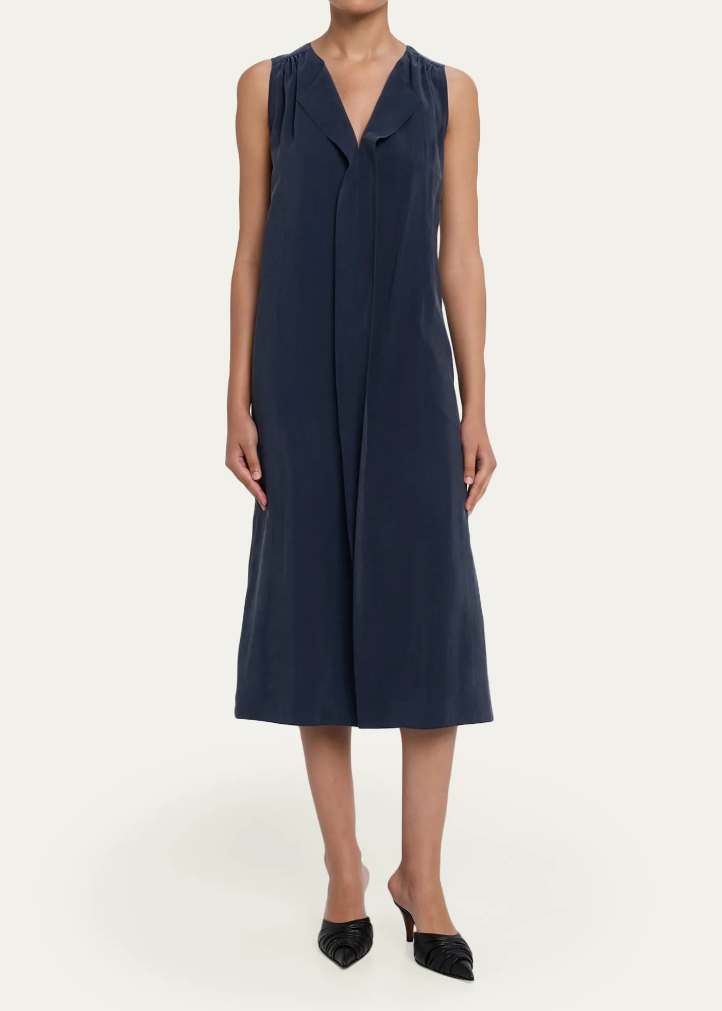 Giorgio ArmaniTechnical Silk Sleeveless Midi Shirtdress