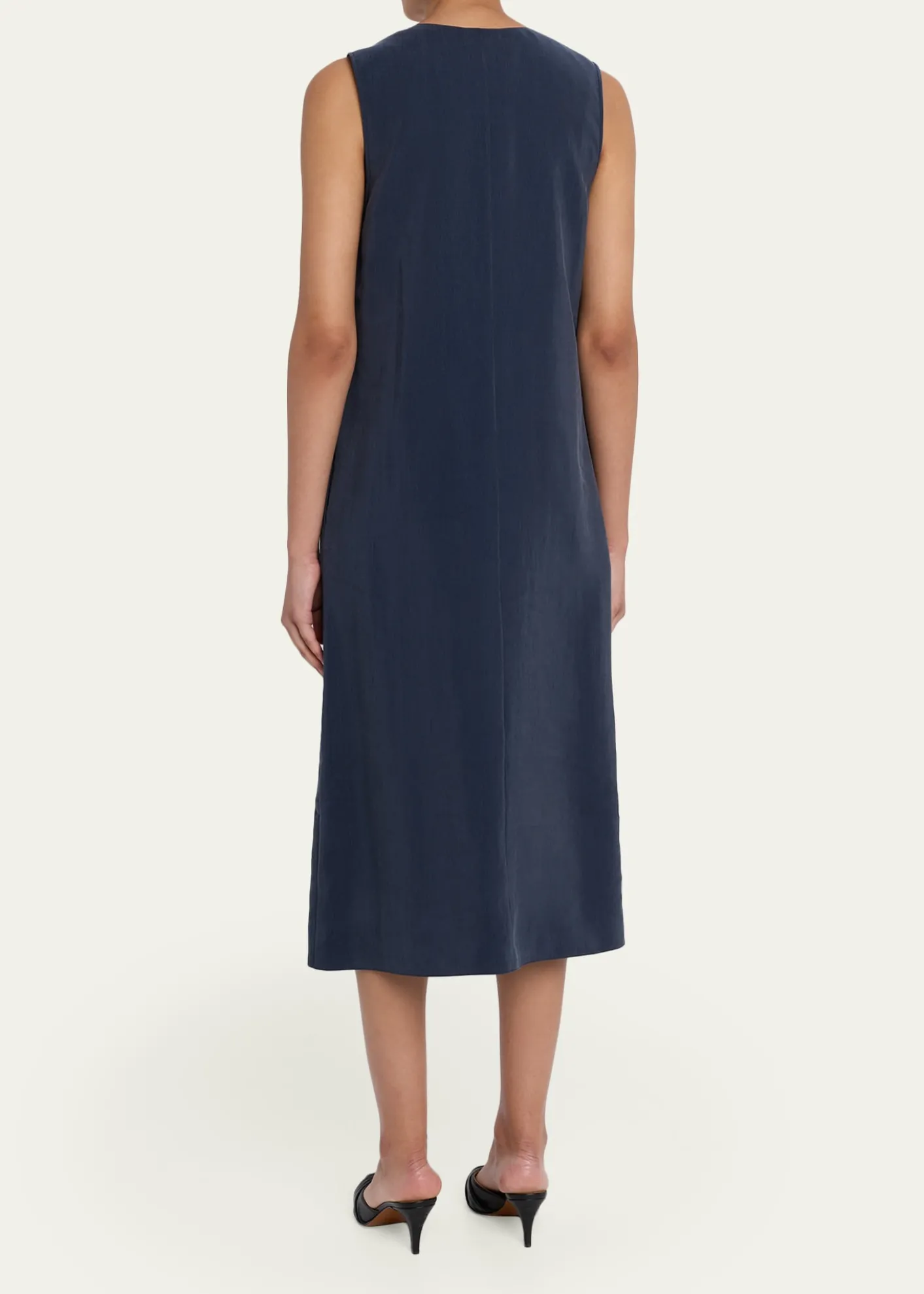 Giorgio ArmaniTechnical Silk Sleeveless Midi Shirtdress