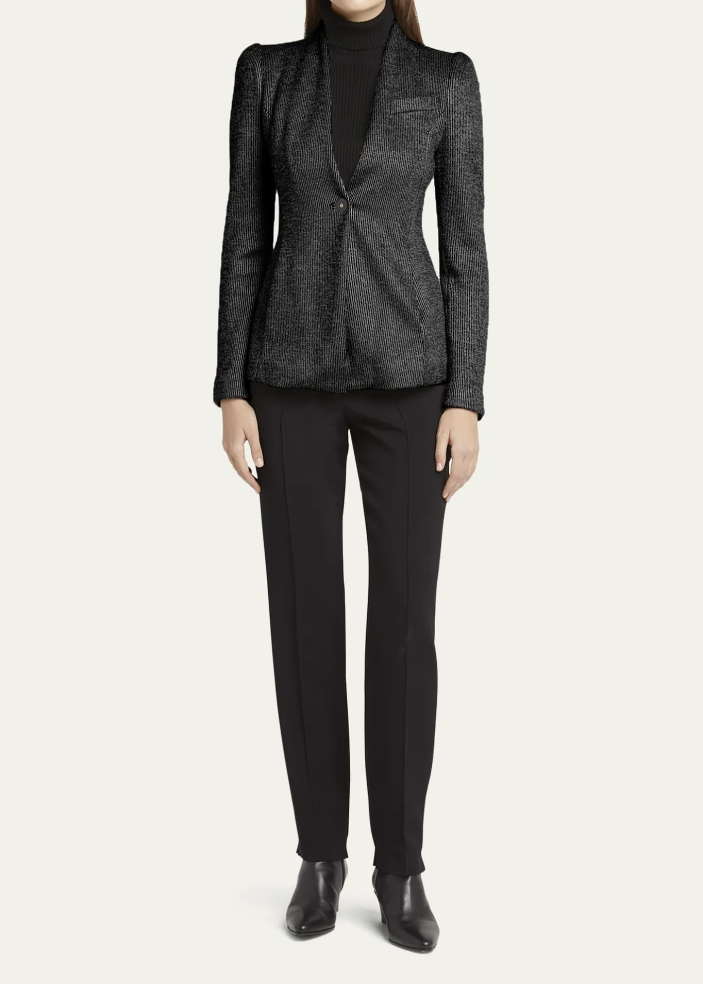 Giorgio ArmaniTextured Jersey Jacquard Single-Breasted Blazer