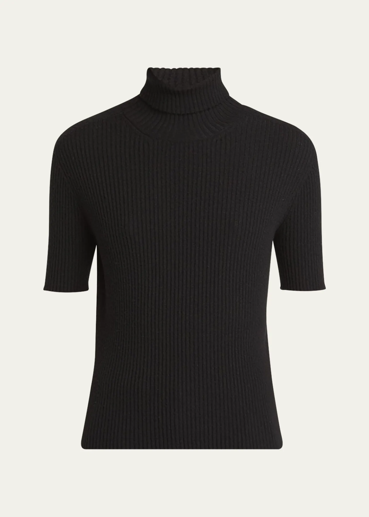 Giorgio ArmaniTurtleneck Short-Sleeve Cashmere Rib Sweater