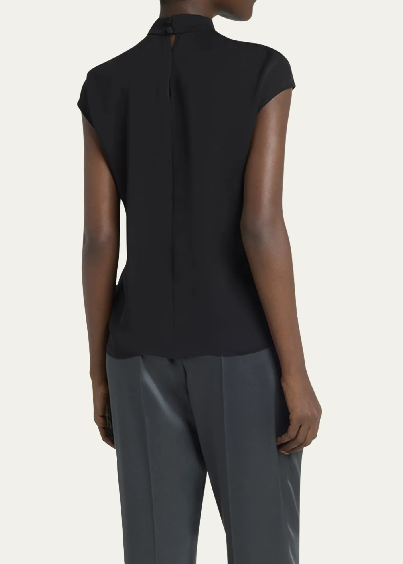 Giorgio ArmaniTwisted Cap-Sleeve Georgette Silk Blouse