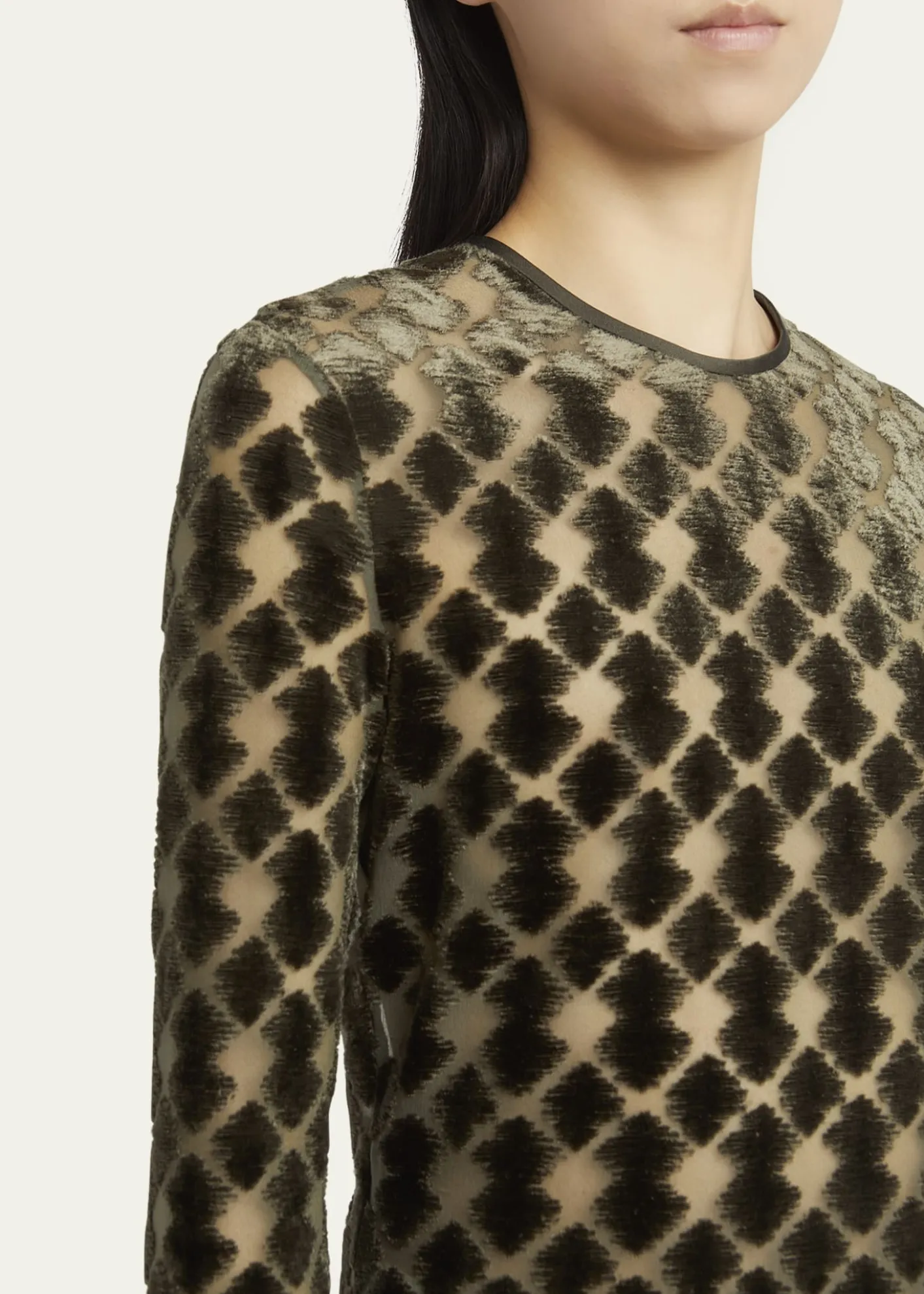Giorgio ArmaniVelvet Jersey Jacquard Long-Sleeve Top