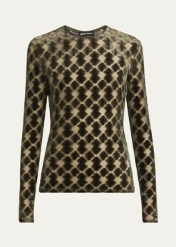 Giorgio ArmaniVelvet Jersey Jacquard Long-Sleeve Top